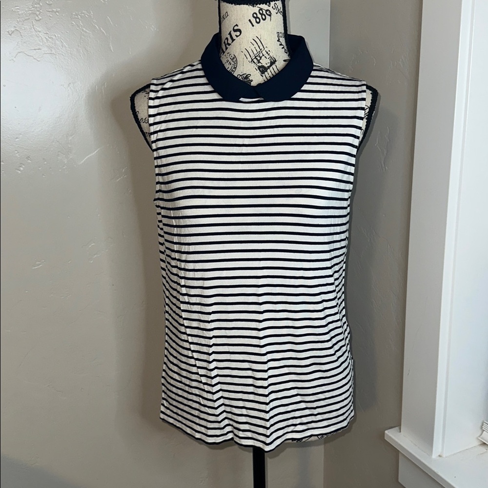 KIABI Striped Top with Navy Peter Pan Collar